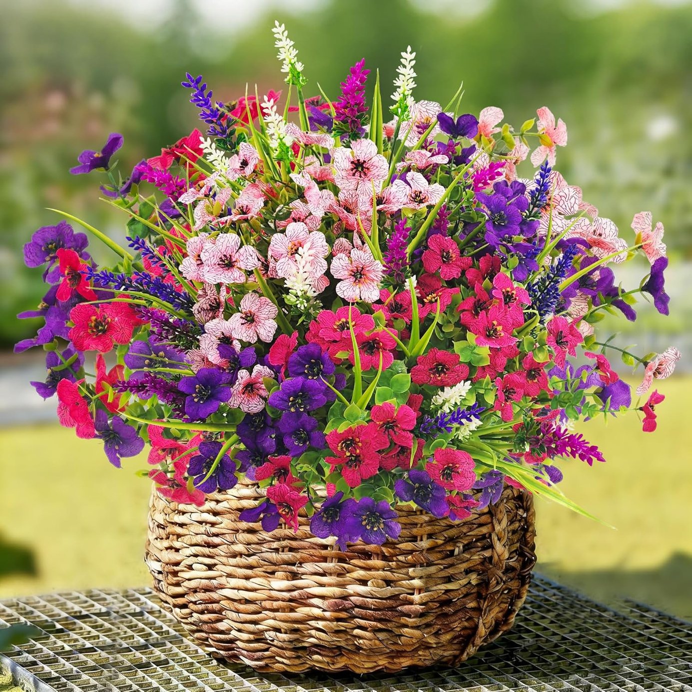 Kunstblumen 12 Bündel wetterfest UV-beständig für Balkon und Garten